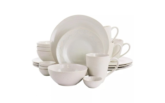  Ceramic Dinnerware Sets, 20 Pc-White, 20-Piece