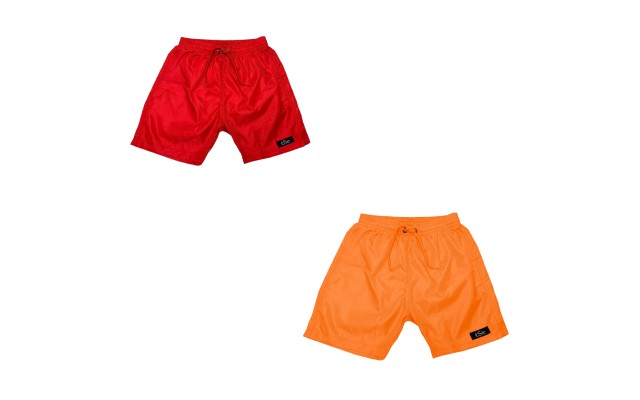  Printed, Solid & Fluorescent Colored Quick Dry Swim Shorts for Kids Boys and Girls, 2pc - Red/Orange, 5-6T