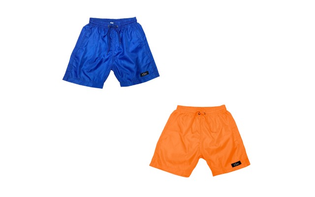  Printed, Solid & Fluorescent Colored Quick Dry Swim Shorts for Kids Boys and Girls, 2pc - Blue/Orange, 3-4T