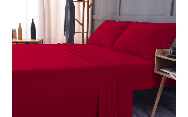  Wrinkle Free Sheet Sets with Deep Pockets & Stain Resistant, 4 pc, 1800 Thread Count Based, Red, California King