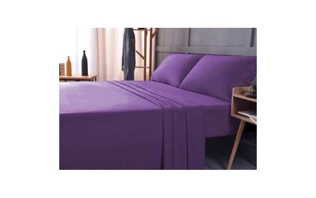  Wrinkle Free Sheet Sets with Deep Pockets & Stain Resistant, 4 pc, 1800 Thread Count Based, Violet, California King