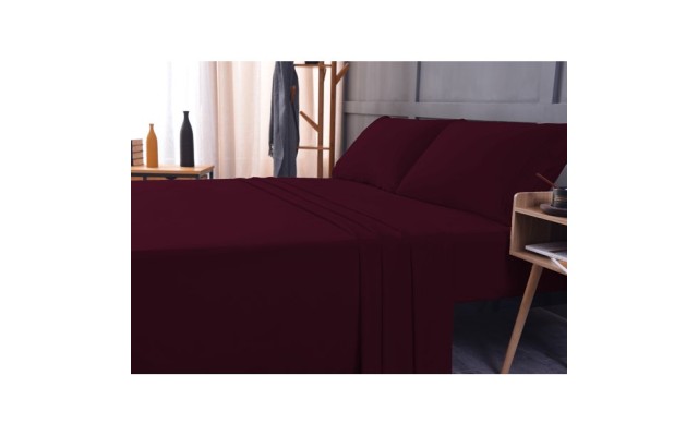  Wrinkle Free Sheet Sets with Deep Pockets & Stain Resistant, 4 pc, 1800 Thread Count Based, Eggplant, Full