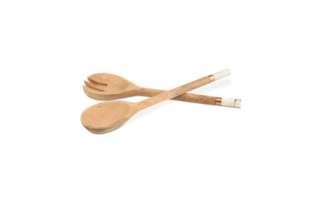  2-Pc. Mango Wood Salad Server Set, Brown