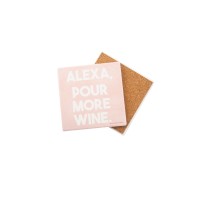 Thirstystone Alexa Pour More Wine Coaster Single, Pastel Pink