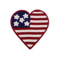 Thirstystone Beaded Flag Heart Trivet, Red/Navy