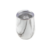 Thirstystone by Cambridge 12 Oz Marble Decal Stainless Steel Wine Tumbler, White