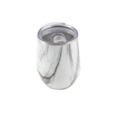 Thirstystone by Cambridge 12 Oz Marble Decal Stainless Steel Wine Tumbler, White