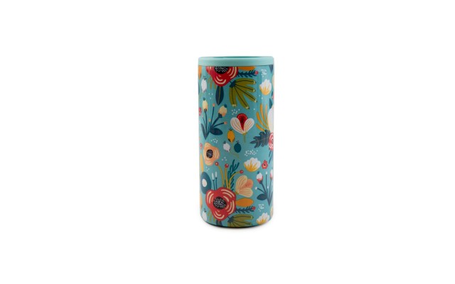  by Cambridge 12 oz Turquoise Floral Insulated Slim Can Cooler