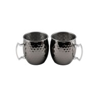 Thirstystone By Cambridge Faceted 20 Oz Moscow Mule Mugs, Set of 2, Black