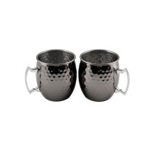 Thirstystone By Cambridge Faceted 20 Oz Moscow Mule Mugs, Set of 2, Black