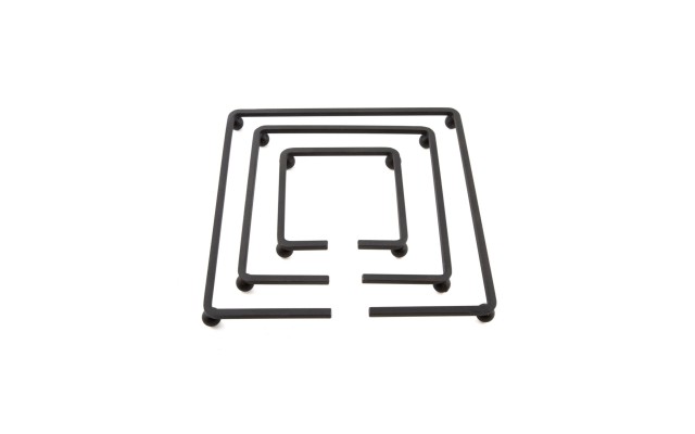  Concentric Squares Metal Trivets, Set of 3, Charcoal
