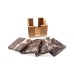  Set of 4 Cherry Marble Coasters with Wood Holder, 5 x 5