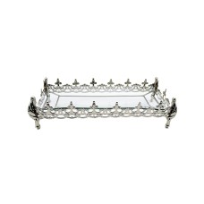 Three Star Rectangle Dish on Base Tray, Silver, 24” x 11”