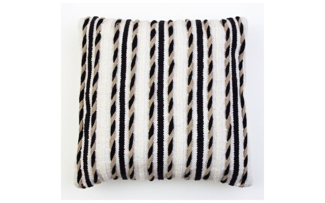  Hugh Woven Pillow, Black, 20×20