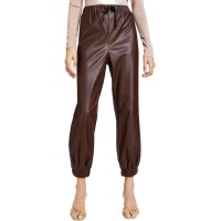 Tinseltown Juniors’ Faux-Leather Jogger Pants, Brown, X-Large