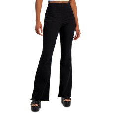 Tinseltown Juniors’ High Rise Pull-on Flare-Leg Jeans, Black Wash, 3
