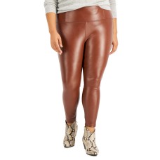 Tinseltown Trendy Plus Size Faux-Leather Leggings, Hot Chocolate, 1X