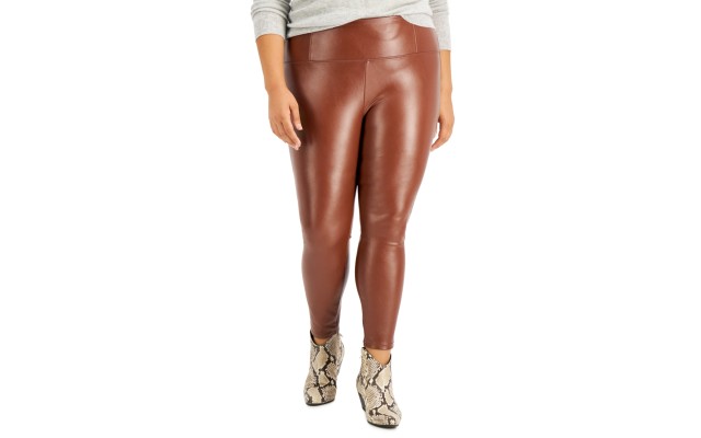  Trendy Plus Size Faux-Leather Leggings, Hot Chocolate, 1X