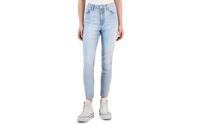  Women’s Cut-Hem Mid-Rise Skinny Denim Jeans, Blue, 15