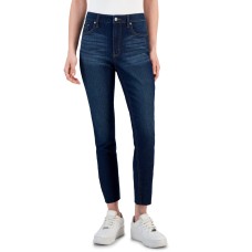 Tinseltown Women’s Cut-Hem Mid-Rise Skinny Denim Jeans, Navy, 1