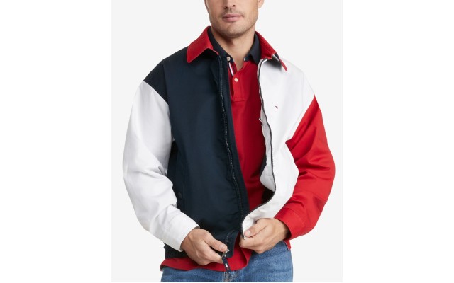  Men’s Color-Block Ivy Jacket, Navy/Red, X-Large
