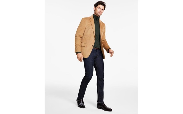  Men’s Modern Fit Corduroy Sport Coat Blazer, Khaki, 40R