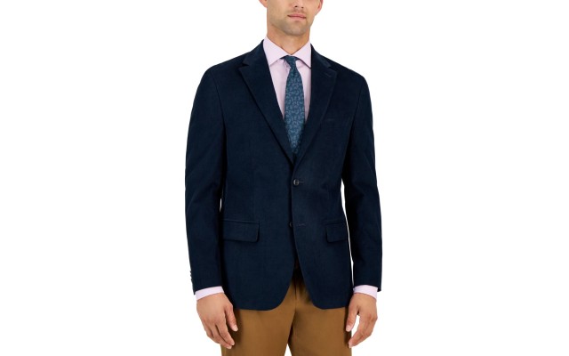  Men’s Modern Fit Corduroy Sport Coat Blazer, Navy, 38S