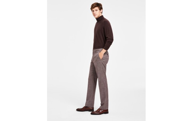 Mens Modern Fit TH Flex Suit Dress Pants, Grey/Red, 38 x 30