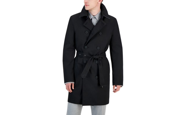  Men’s Modern-Fit Raincoat, Black, 44L