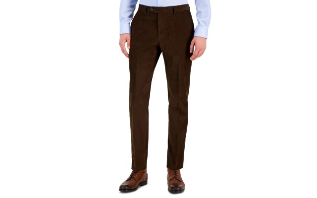  Men’s Modern-Fit Solid Corduroy Pants, Brown, 36×32