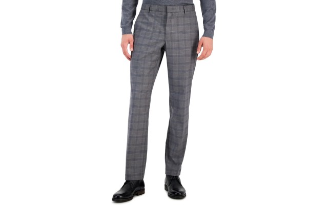  Men’s Modern-Fit Stretch Performance Pants, Grey/Blue, 32×32