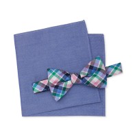 Tommy Hilfiger Men’s Multi-Check and Oxford Solid Pocket Square and Bowtie