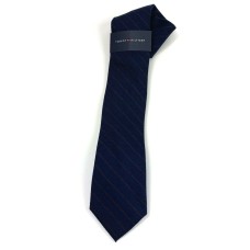 Tommy Hilfiger Mens Thin Stripe Slim Neck Tie Navy Blue