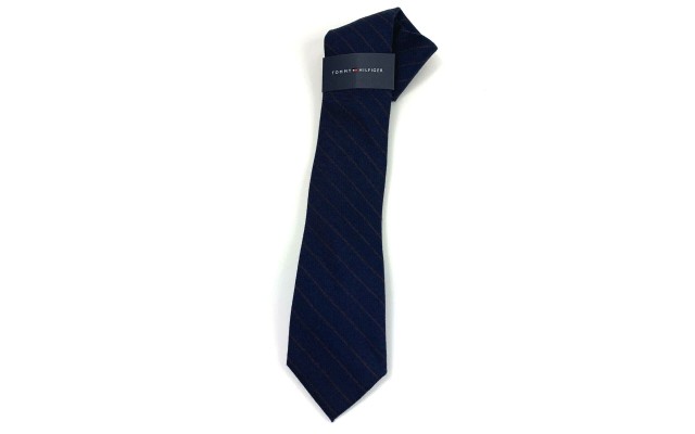  Mens Thin Stripe Slim Neck Tie Navy Blue