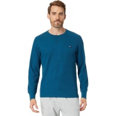 Tommy Hilfiger Men’s Waffle-Knit Long-Sleeve Crewneck Top, Deep Blue, XX-Large