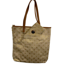 Tommy Hilfiger TH Logo Ns Tote & Wallet,  Beige/Gold