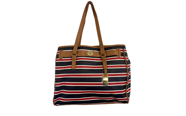 , Tommy Striped Tote II, Red/Navy