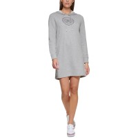 Tommy Hilfiger Womens Long Sleeve Above The Knee Dress, Gray, Small