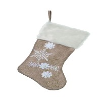 Trans Pac Fabric Embroidery Stocking, Beige
