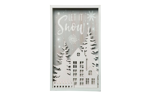  Snow Scene Sign, White, 16 x 11.5