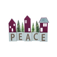 Trans Pac Winter Village Peace Sign, Red/White