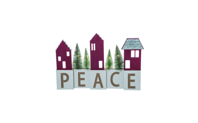  Winter Village Peace Sign, Red/White