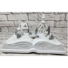 Transpac Light up Musical Snow-Storybook Christmas Scene Decoration, White