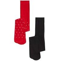 Trimfit Toddler Little & Bigs Girls 2-Pk. Heart-Print Tights, Black/Red, 2-4