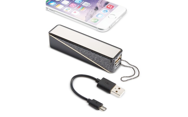  Universal Portable Charger with Beauty Bar Vanity Mirror Black/Gold