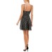  Womens Juniors’ Metallic Sweetheart-Neck Dress, Black/13