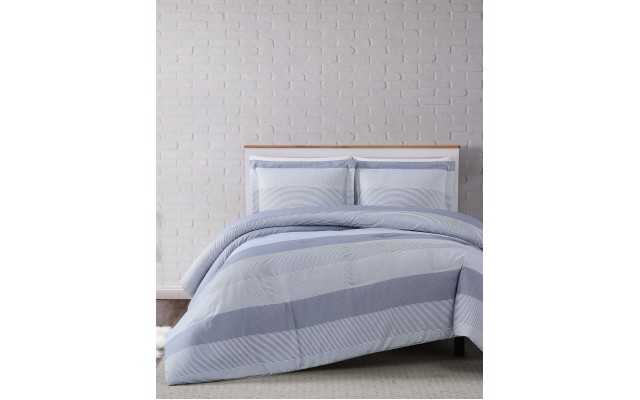  Multi Stripe Full/Queen 3 Piece Comforter Set, Grey