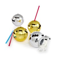 Twelve NYC Disco Ball Tumbler & Straw Set, standard (Gold and Silver)