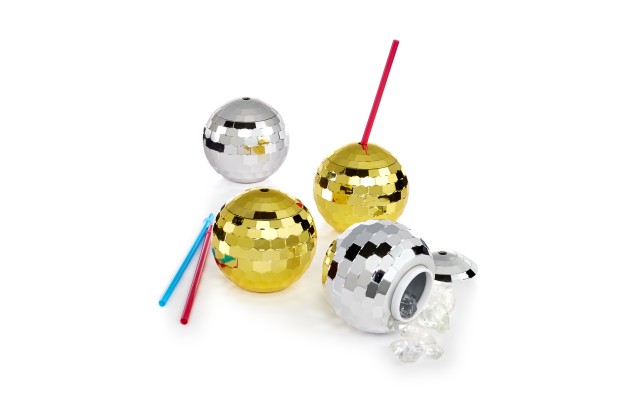  Disco Ball Tumbler & Straw Set, standard (Gold and Silver)
