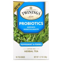 Twinings Probiotics Peppermint Fennel Tea Supports Digestive Health (18 Tea Bags)